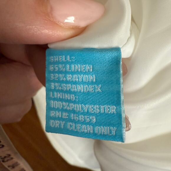 J.McLaughlin | White Linen Blend Spaghetti Strap Knee Length Dress | Size 8 - Picture 7 of 7